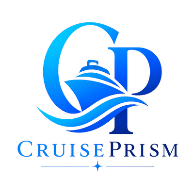 Cruise Prism logo featuring a cruise ship and wave in blue tones.