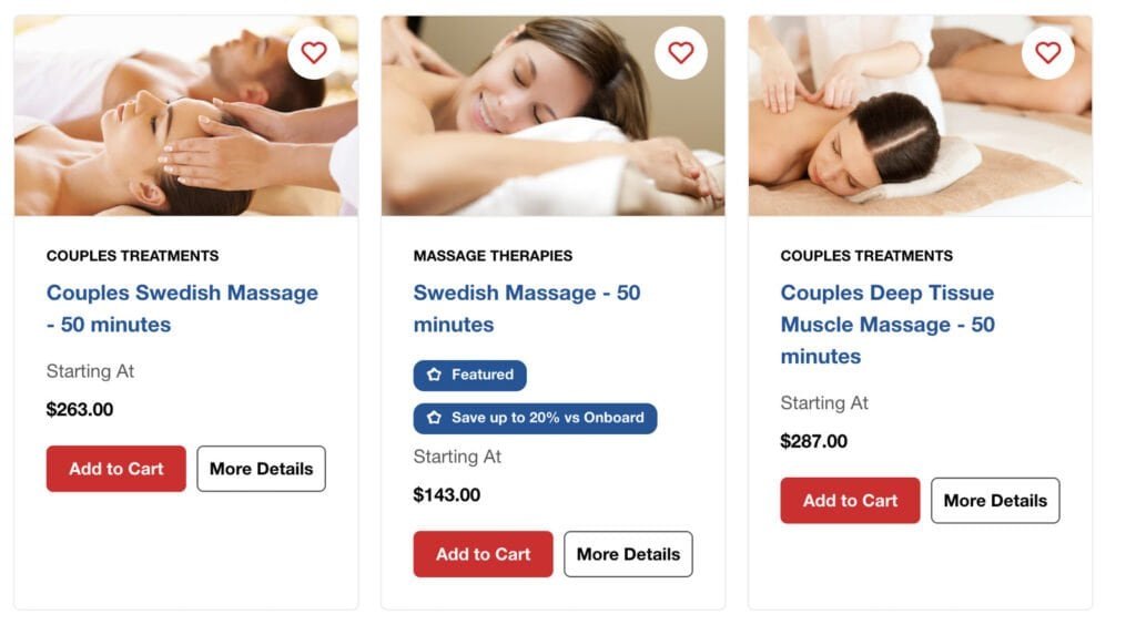 Carnival cruise line spa prices for Carnival Celebration