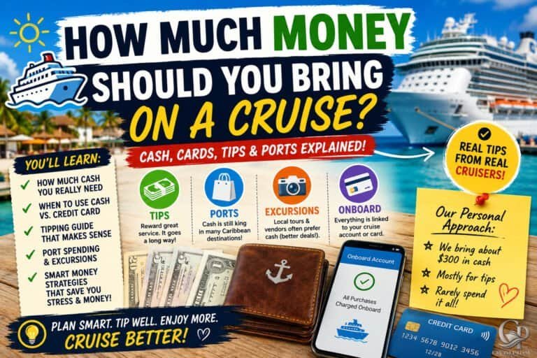 Infographic on cruise budgeting, tips, and onboard expenses for travelers.