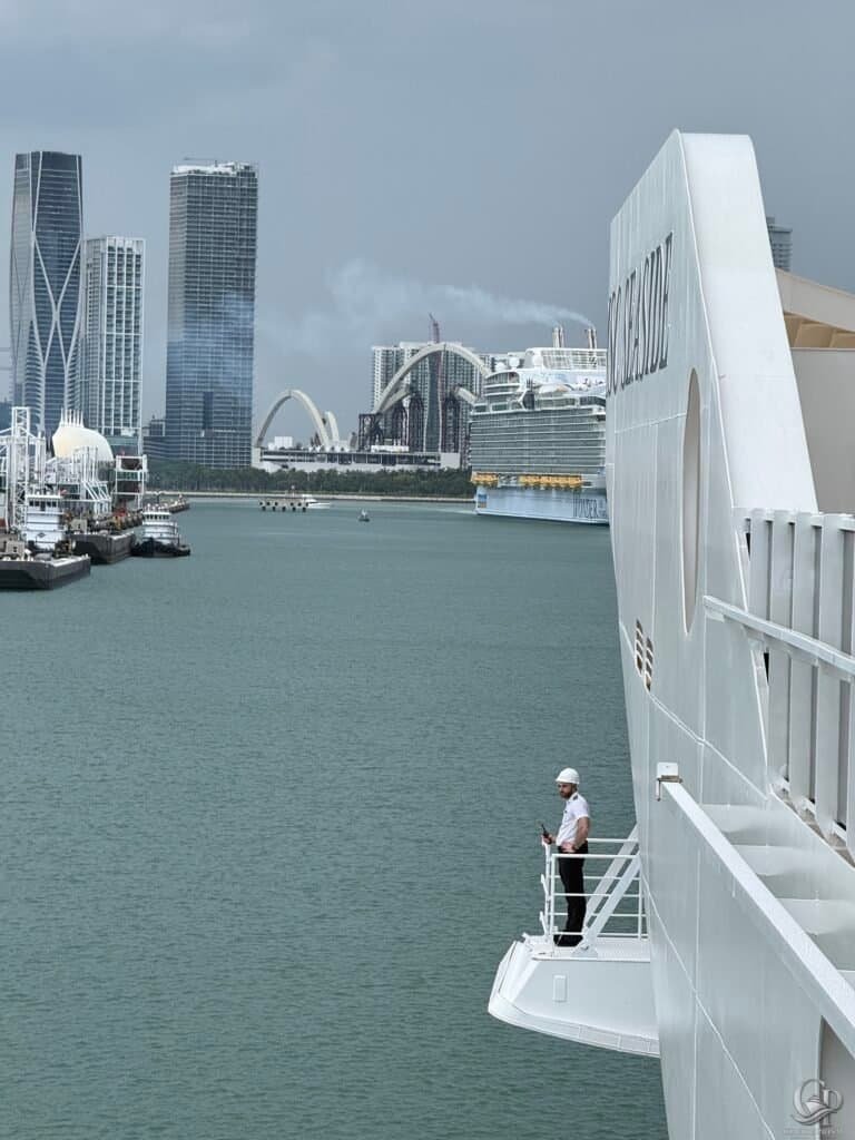 MSC Seaside Ship Officer Looking out During Miami Departure