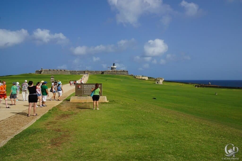 Fort San Juan historic site with tourists visiting and enjoying scenic views.