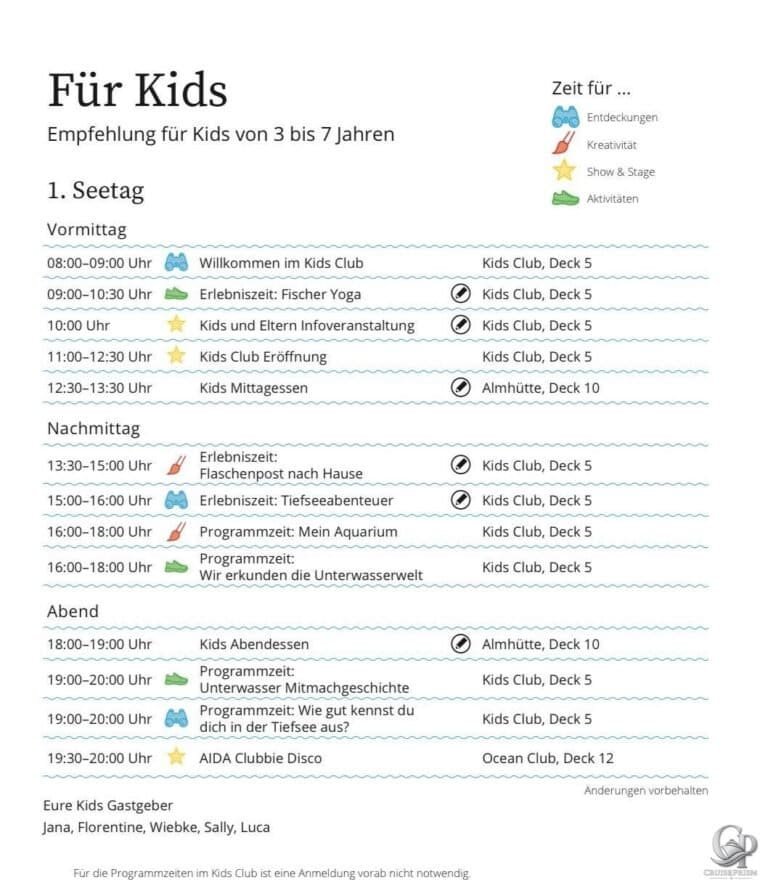 AIDA Kids Programm: So funktioniert der Kids Club an einem Seetag