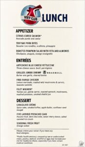 Carnival Diamond VIFP Club Lunch Menu: Full Menu and What to Expect