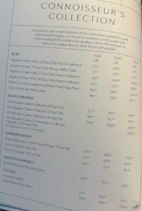 Cunard Drink Prices & Bar Menus