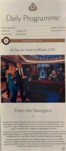Cunard Queen Anne Daily Programme (World Voyage)