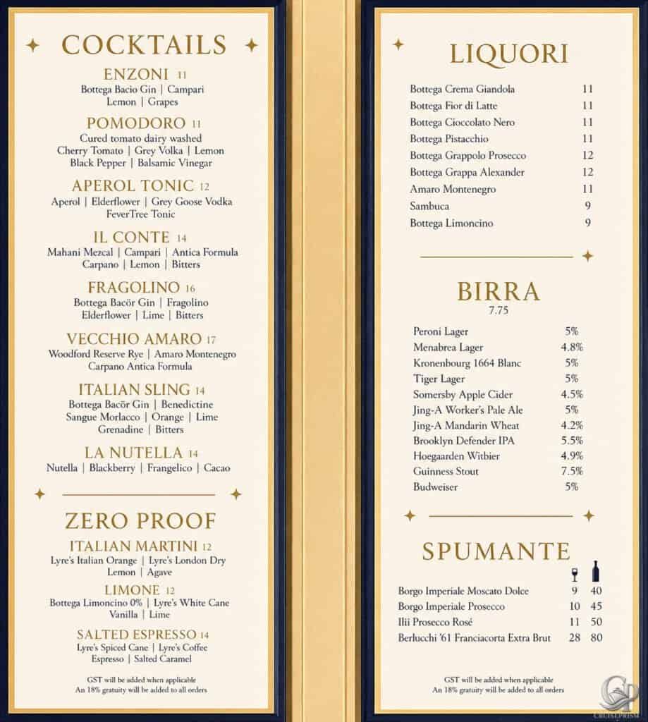 Disney Cruise Line zero-proof cocktails and mocktails.