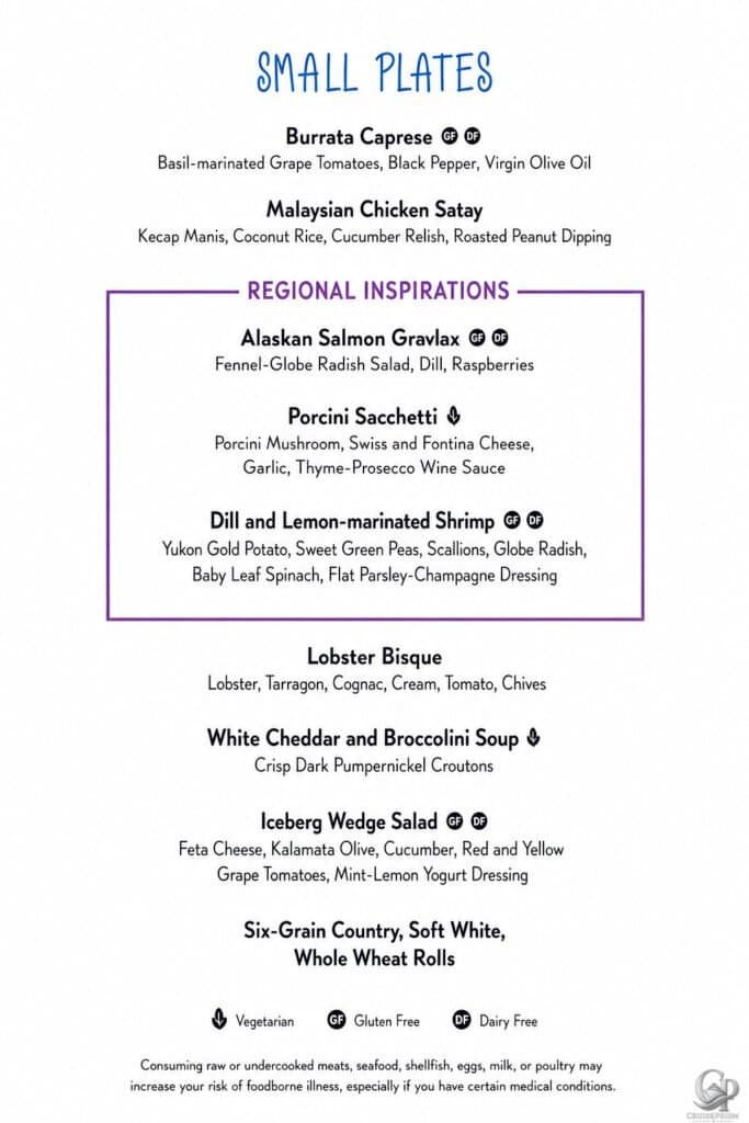 Disney Cruise Line 2026 Animator’s Palate Menu aboard Disney Wonder