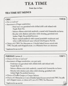 Disney Cruise Line Tea Time Menu and Prices