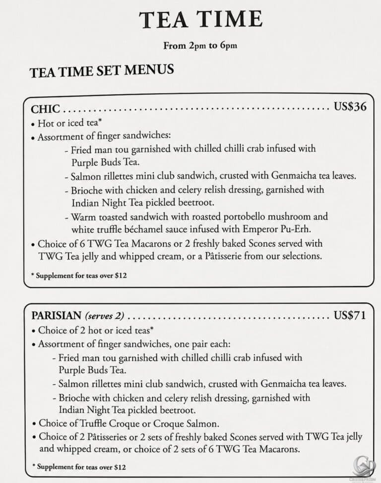 Disney Cruise Line Tea Time Menu and Prices