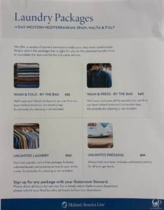 Holland America Laundry Prices: Packages, Per-Item Costs & Is It Worth It?