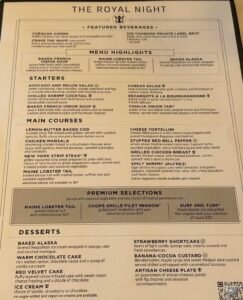 Royal Caribbean Food Menus & Restaurant Guide