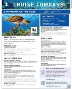 Symphony of the Seas Cruise Compass Daily Programs, Activities, Entertainment & Events