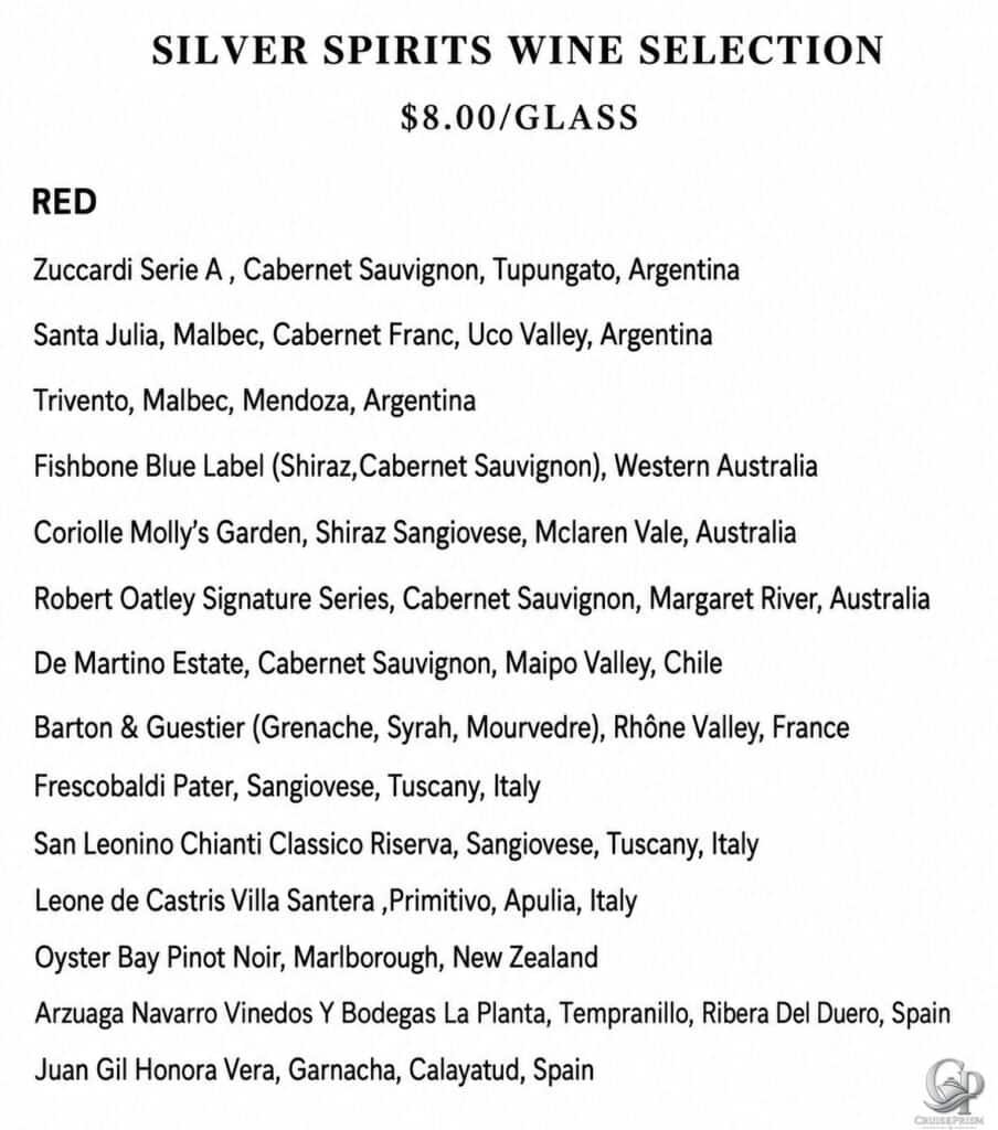 viking cruises red wine options