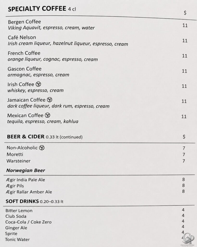 viking cruises Beer & Soft Drink Prices