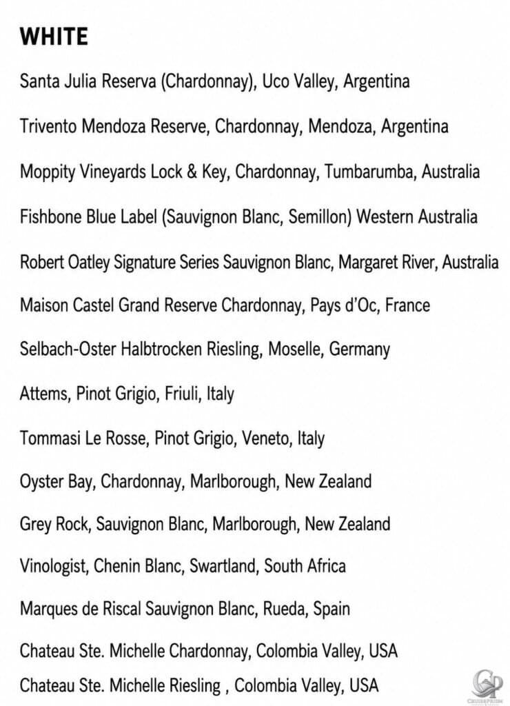 viking cruises white wine selection