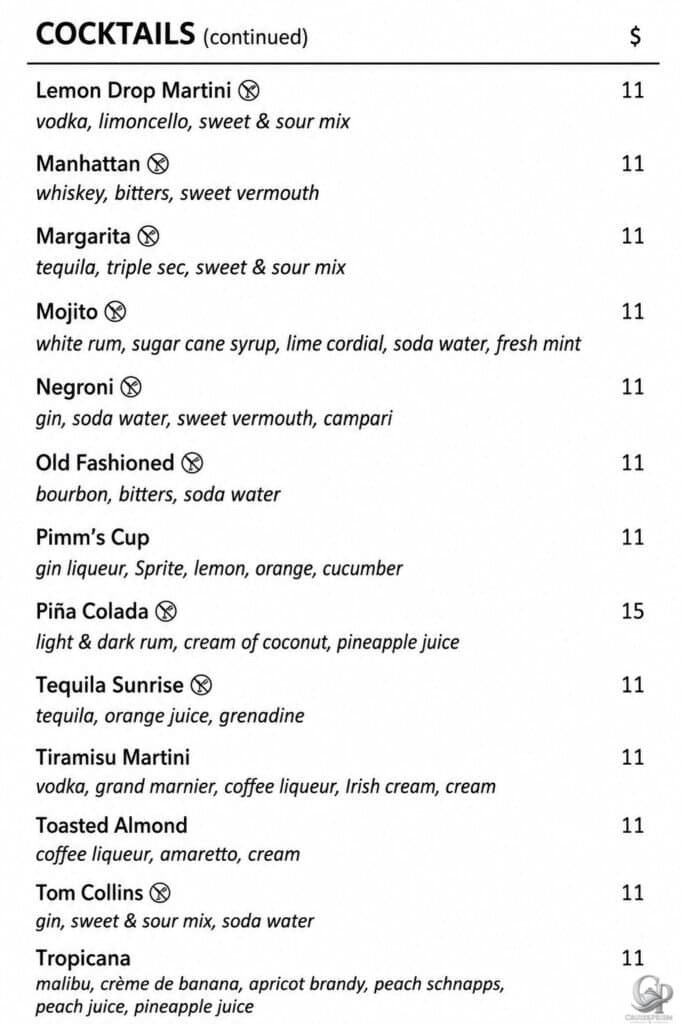 Viking cruises Cocktail Prices