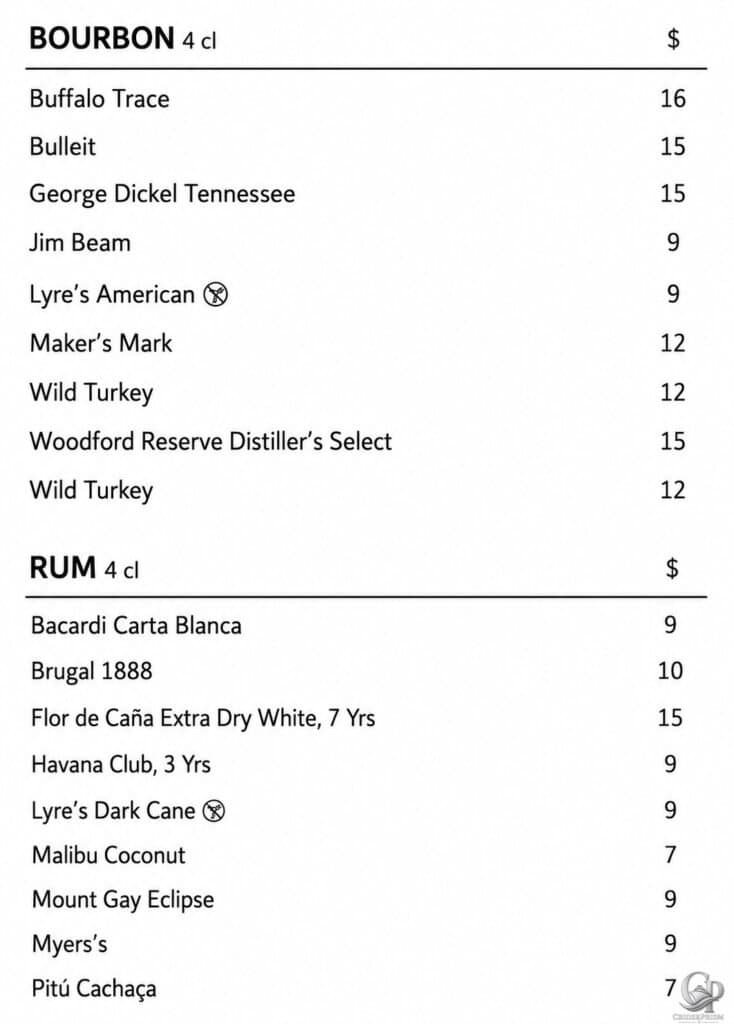 viking cruises bourbon and rum prices