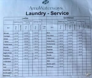 AmaWaterways Laundry Service Prices: What It Costs to Wash Clothes Onboard