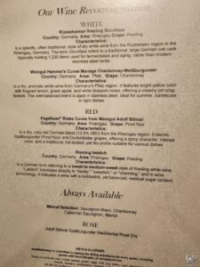 AmaWaterways Menus: Sample Tasting Menus, Chef’s Table and Wine Pairings