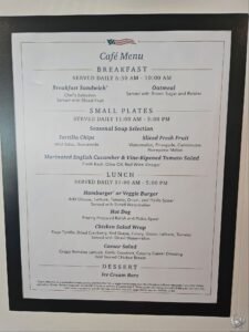 American Cruise Lines Back Porch Café Menu: Breakfast, Lunch & Light Bites