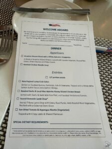 American Cruise Lines Menus: Lunch & Dinner Highlights