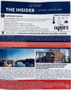 Azamara Pursuit Daily Program: The Insider From a Canada Cruise