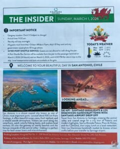 Azamara Quest San Antonio Chile Daily Program: What to Expect on an Overnight Port Day