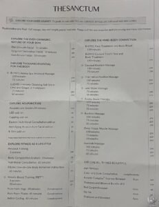 Azamara Spa Prices: The Sanctum Treatment and Massage Menu