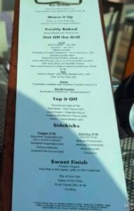 Azamara The Patio Dinner Menu