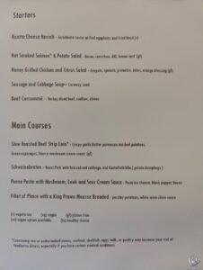 Azamara Quest AzAmazing Evening Dinner Menu