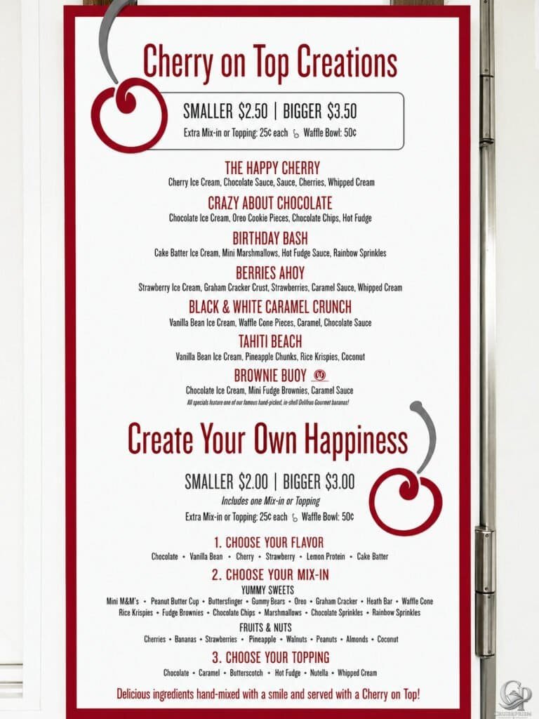 Carnival Cherry On Top Ice Cream Menu & Prices Guide