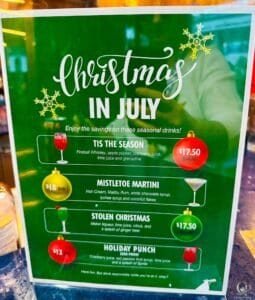 Carnival Christmas in July Drink Menu & Prices