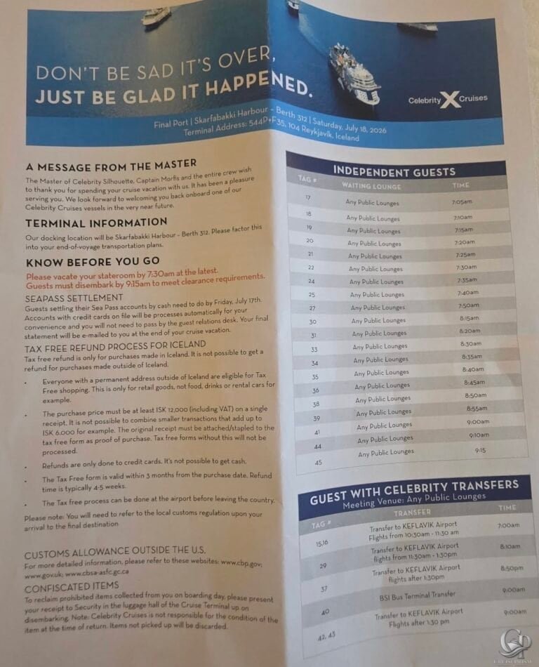 Celebrity Cruises Disembarkation Guide