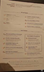 Celebrity Cruises Restaurant Menus: Main Dining, Specialty Restaurants & Spa Café