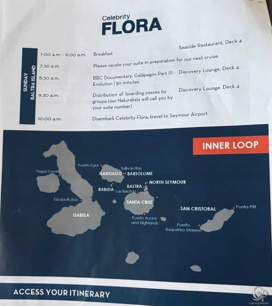 Celebrity Flora Galápagos itinerary map