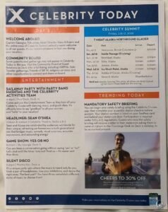 Celebrity Summit Daily Planner: Embarkation Day Activities, Dining & Entertainment