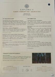 Explora II Daily Program: Sea Day and Willemstad, Curaçao