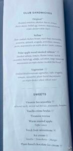 Explora Journeys Explora Lounge Food Menu
