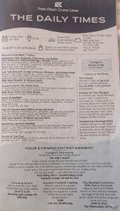 Fred. Olsen Bolette Daily Times: At-Sea Activities, Entertainment and Onboard Guide