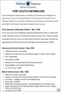 Holland America Port Shuttle Information Guide