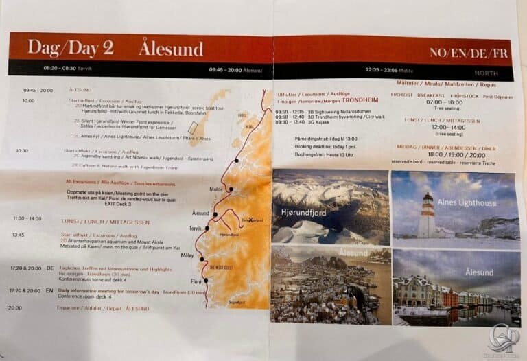 Hurtigruten Coastal Express Daily Program (Days 1–7 Northbound)