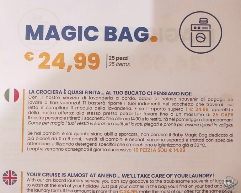 Lavanderia Costa Crociere: Prezzi, Magic Bag e Come Funziona