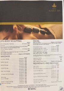 MSC Cruises Aurea Spa Prices: Massages, Facials, Hair, Nails & More