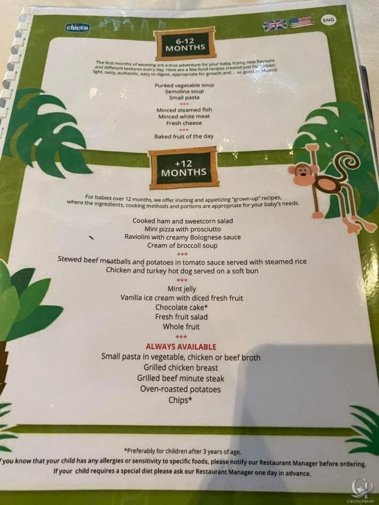 MSC Cruises Kids Menus