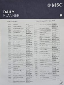 MSC Meraviglia Daily Planner:  Cruise Guide