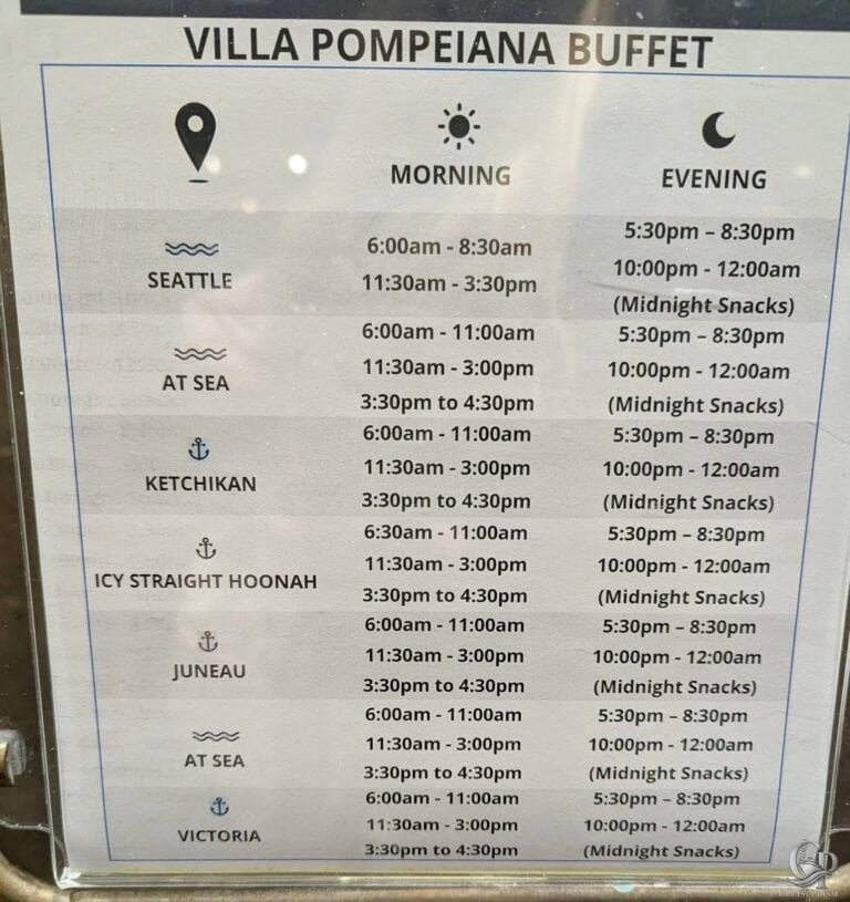 MSC Poesia Villa Pompeiana Buffet Hours