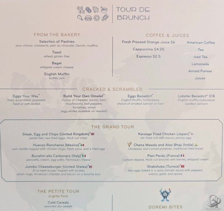 MSC Poesia Tour de Brunch Menu