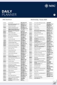 MSC Seashore Daily Planner