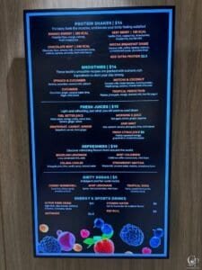 MSC Zest Juice Bar Menu and Prices