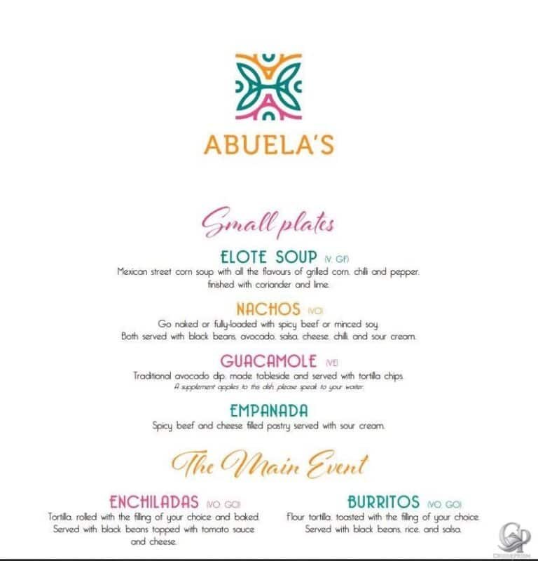 Marella Cruises Abuela’s Restaurant Menu Guide